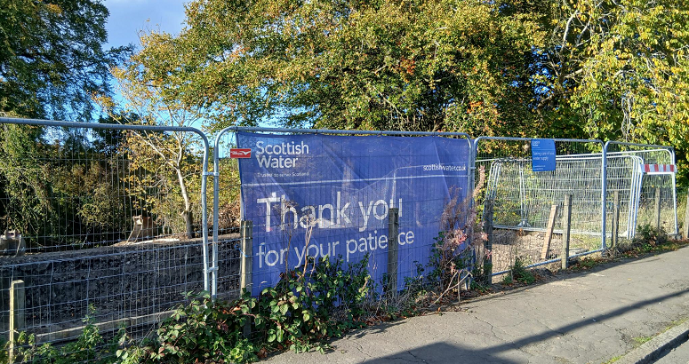 The work site at Black Road in Kelty is shown