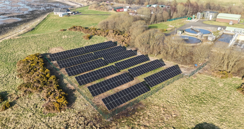 Some of the new solar panels at Helensburgh Waste Water Treatment Works